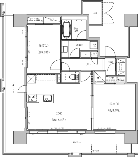 図面（H-type 2LDK）